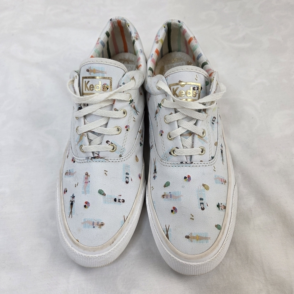 Keds x Rifle Paper Co Beach Scene Sneakers Size 8.5 Women’s Canvas Shoes